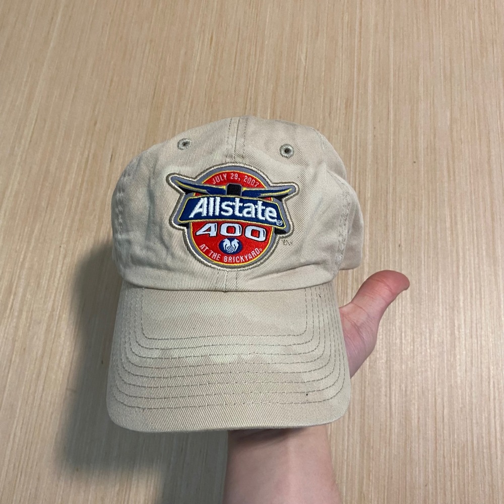 Vintage 2007 Allstate 400 At The Brickyard NASCAR Hat Tan Khaki Adjustable Cap